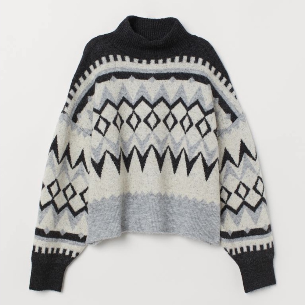 H&M knit mock-neck sweater, Fair isle pattern